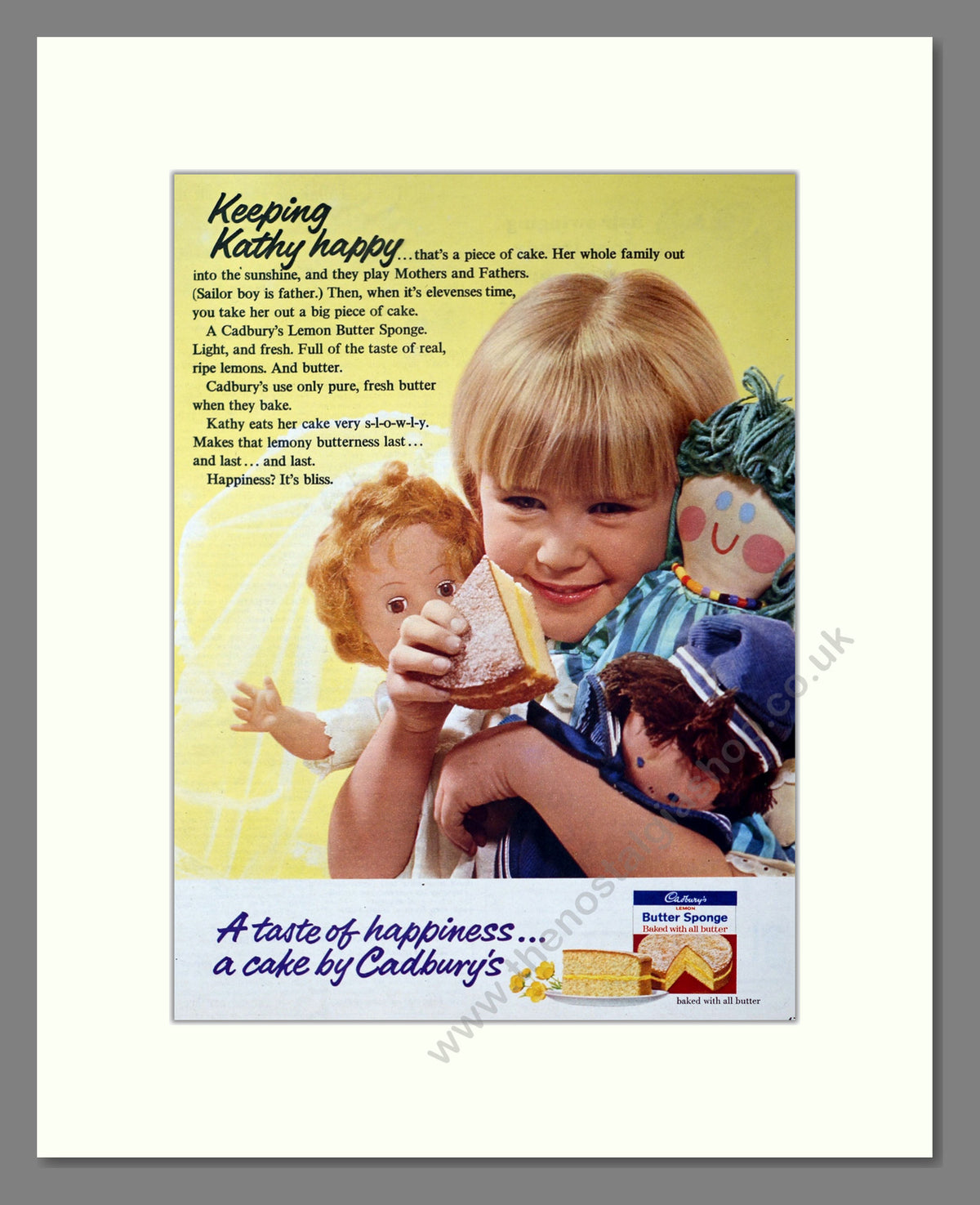 Cadbury's Lemon Butter Sponge. Vintage Original Advert 1966 (ref AD304150)