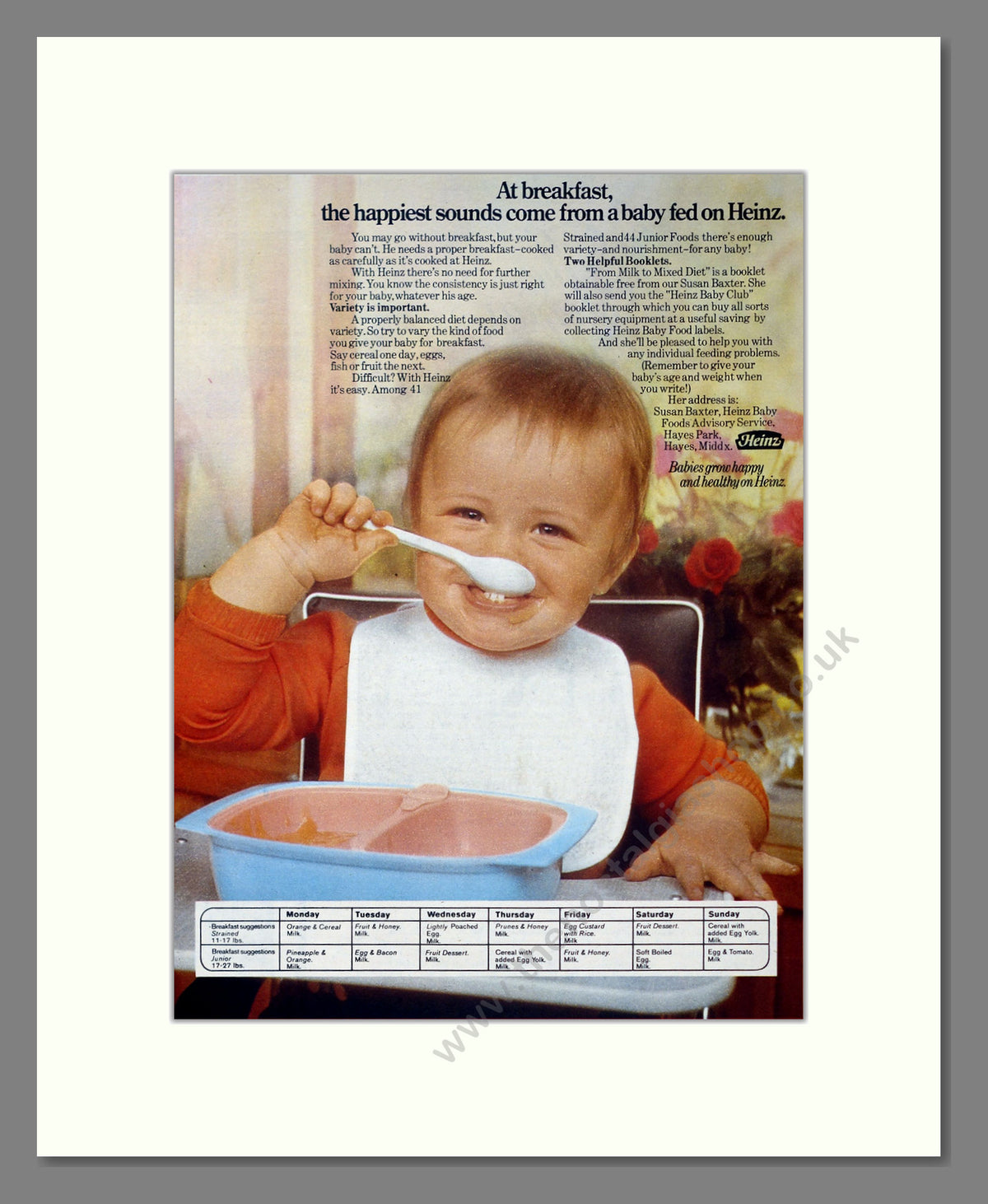 Heinz Baby Foods. Vintage Original Advert 1971 (ref AD304155)