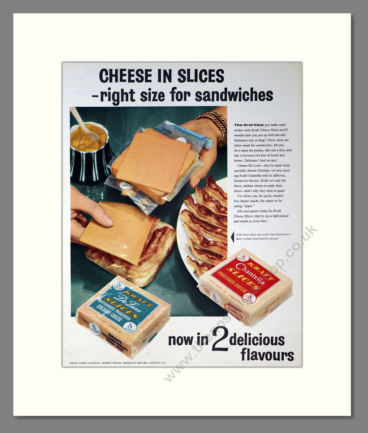 Kraft Cheese Slices. Vintage Original Advert 1957 (ref AD304181)