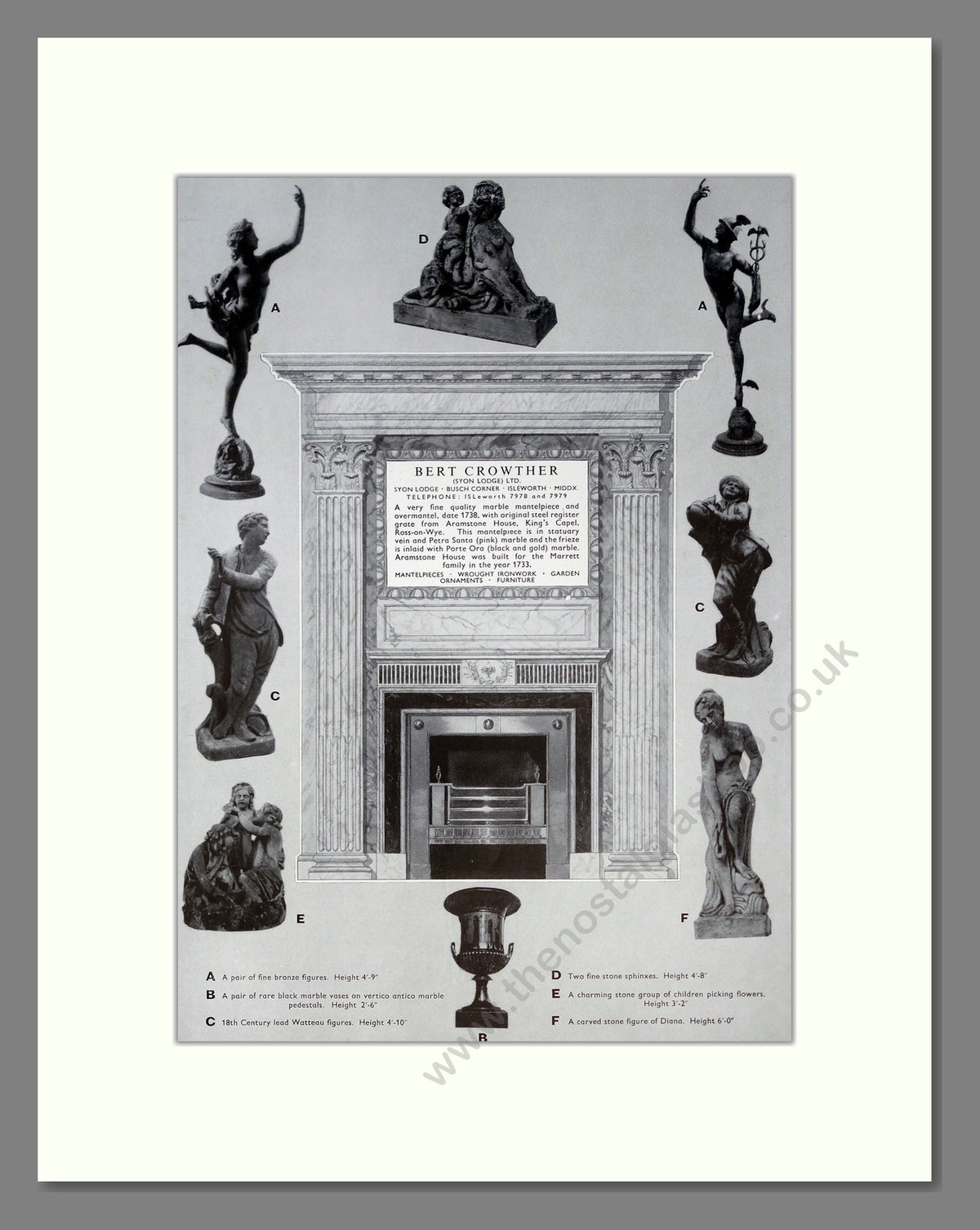Bert Crowther Mantlepieces and ironwork. Original Advert 1960 (ref AD304063)