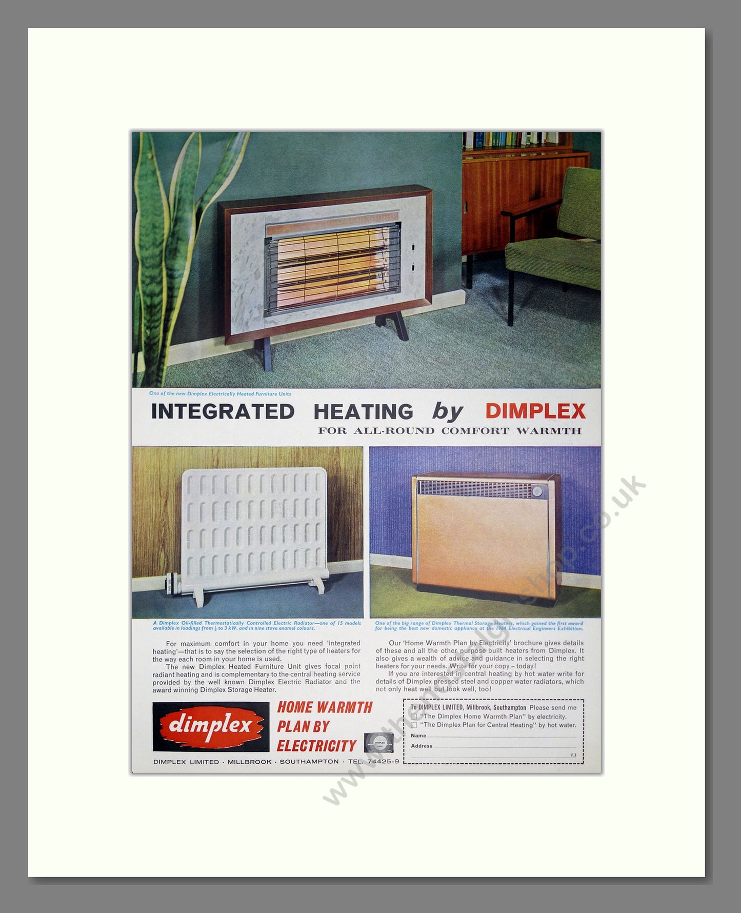 Dimplex Integrated Heating. Original Advert 1964 (ref AD304068)