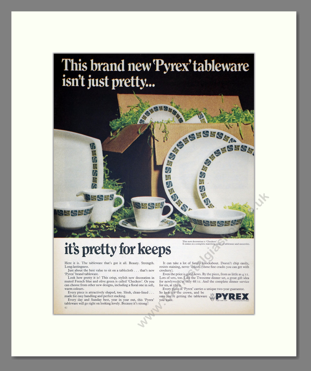 Pyrex Tableware. Original Advert 1969 (ref AD304077)