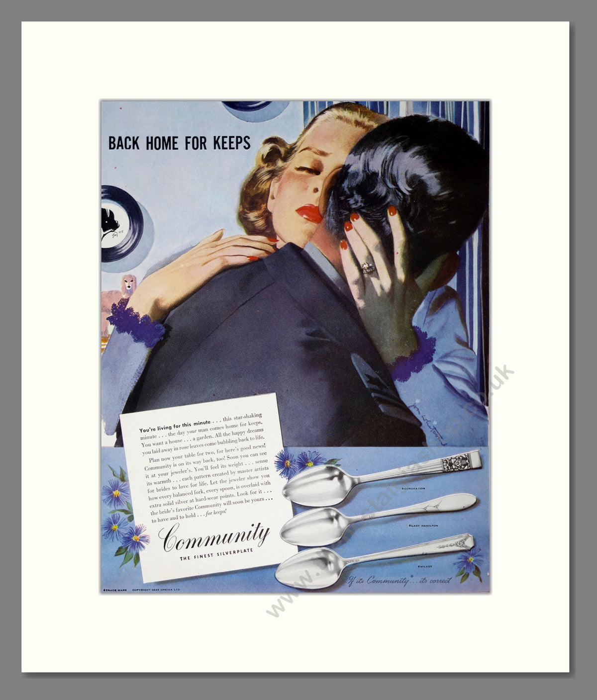 Community Silverplate Cutlery. Original Advert 1945 (ref AD304121)