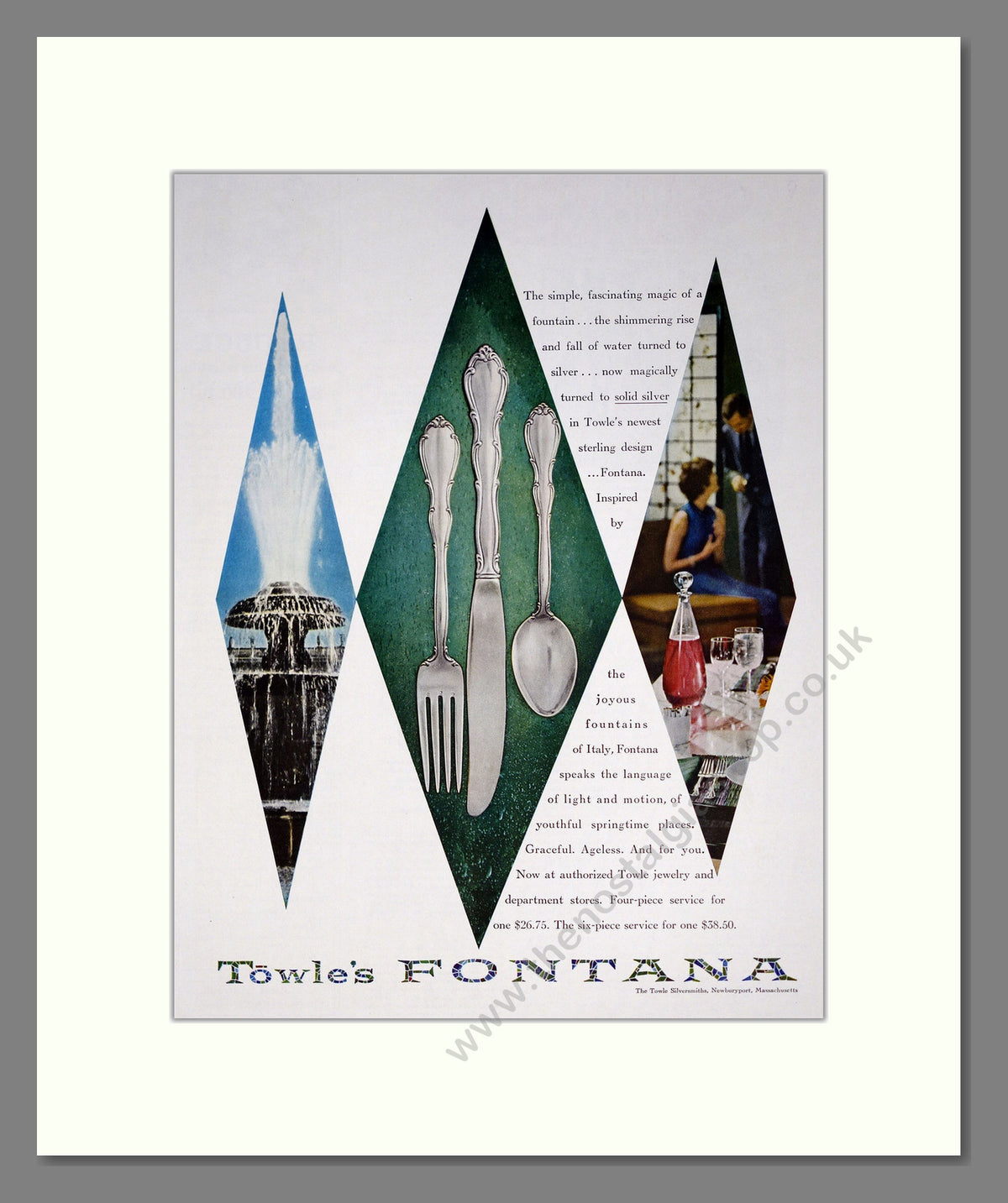 Towle's Fontana Silver Cutlery. Original Advert 1957 (ref AD304130)