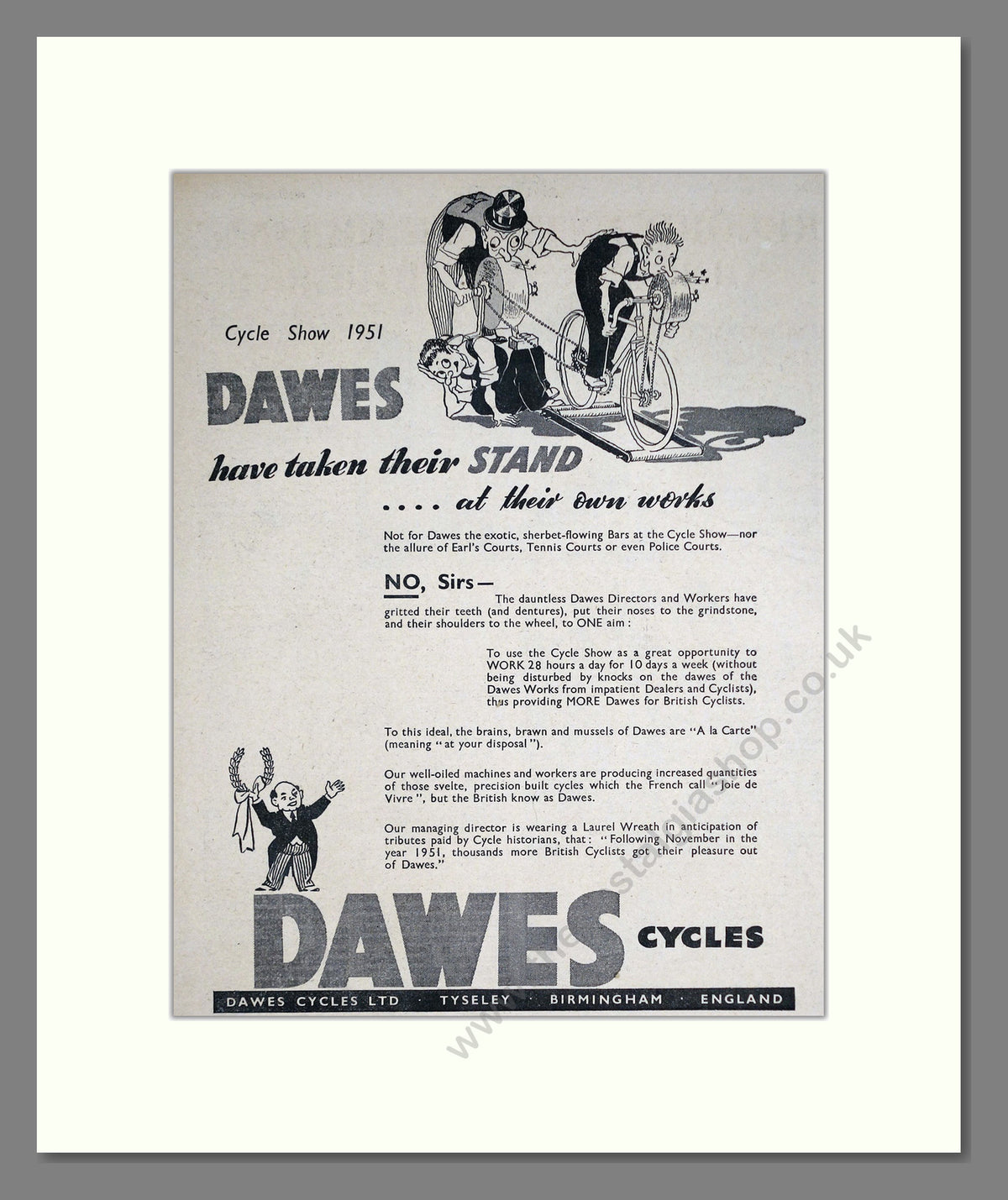 Dawes Cycles. Original Advert 1951 (ref AD68863)
