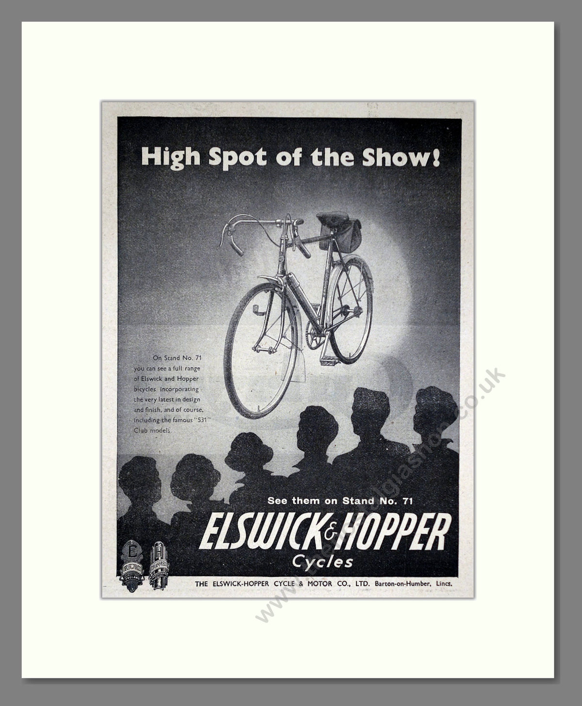 Elswick and Hopper Cycles. Original Advert 1951 (ref AD68869)