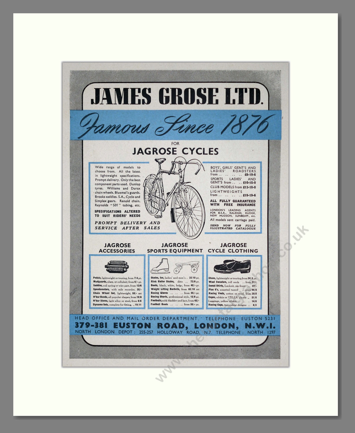 Jagrose Cycles. Original Advert 1951 (ref AD68885)