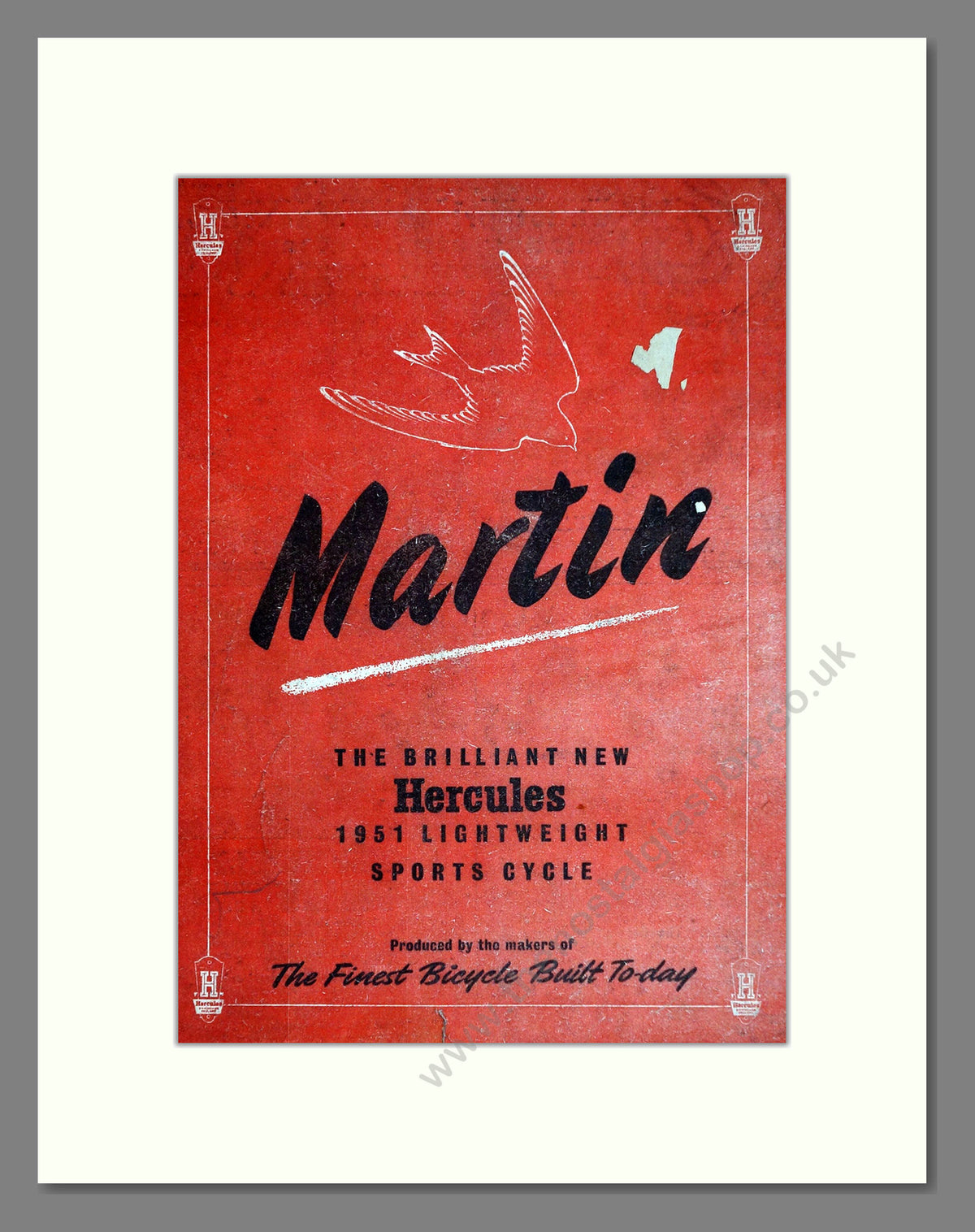 Hercules Martin Cycle. Original Advert 1951 (ref AD68931)
