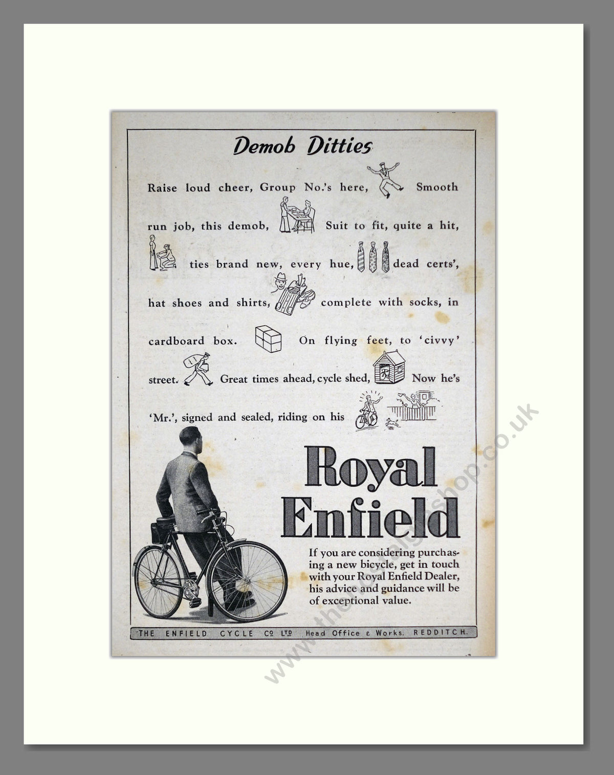 Royal Enfield Cycles. Original Advert 1946 (ref AD68933)