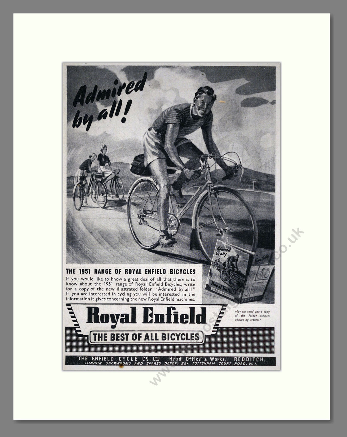 Royal Enfield Cycles. Original Advert 1951 (ref AD68937)