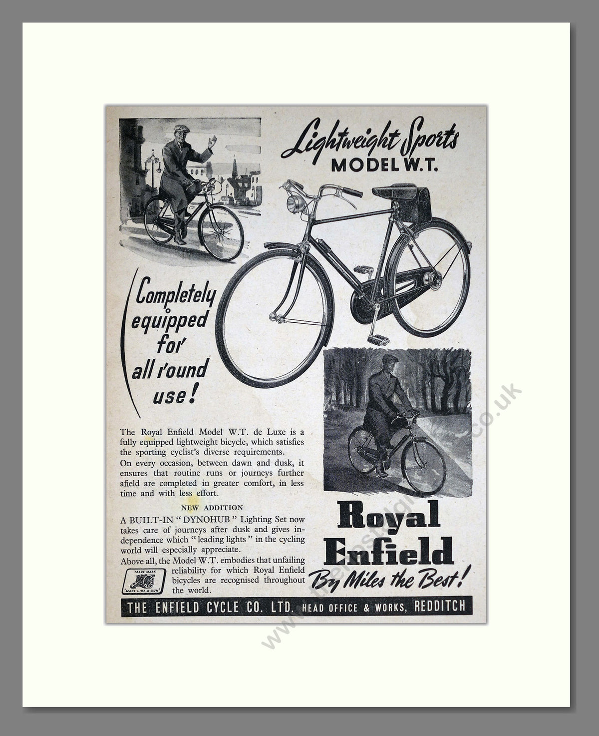 Royal Enfield Lightweight Sports Model W.T. Cycle. Original Advert 1952 (ref AD69007)