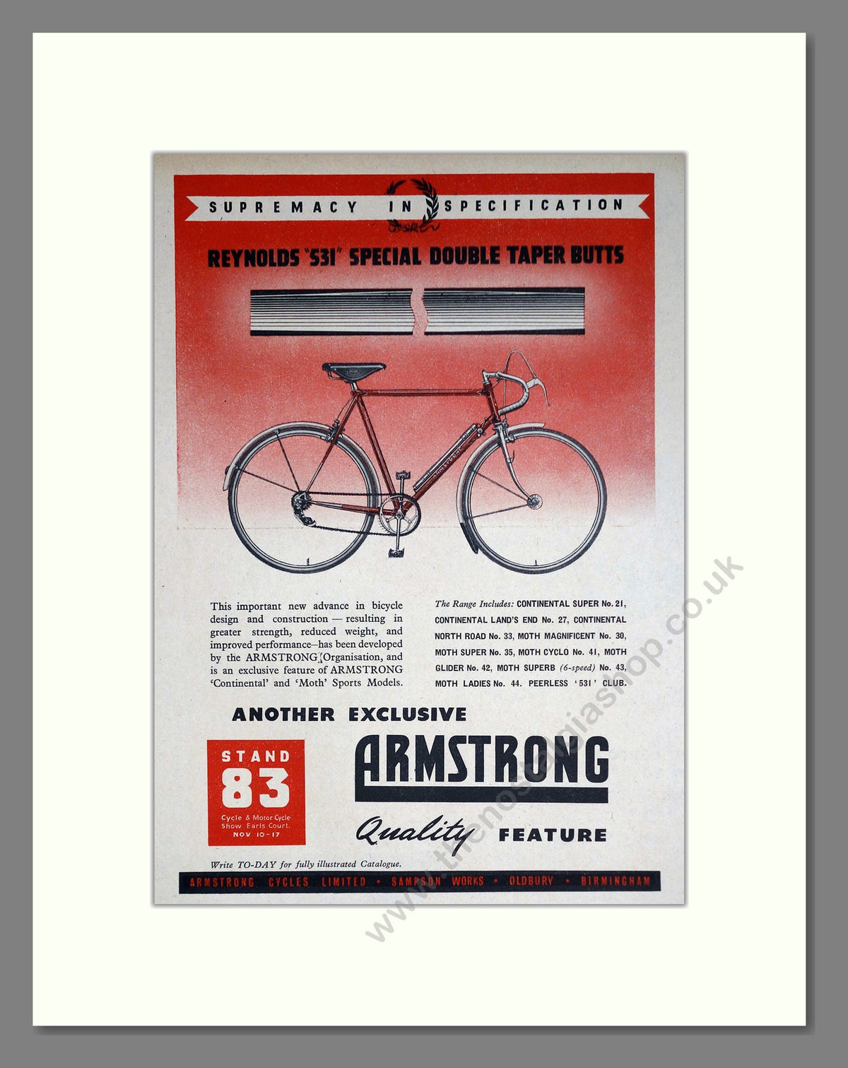 Armstrong Cycles. Original Advert 1951 (ref AD69024)