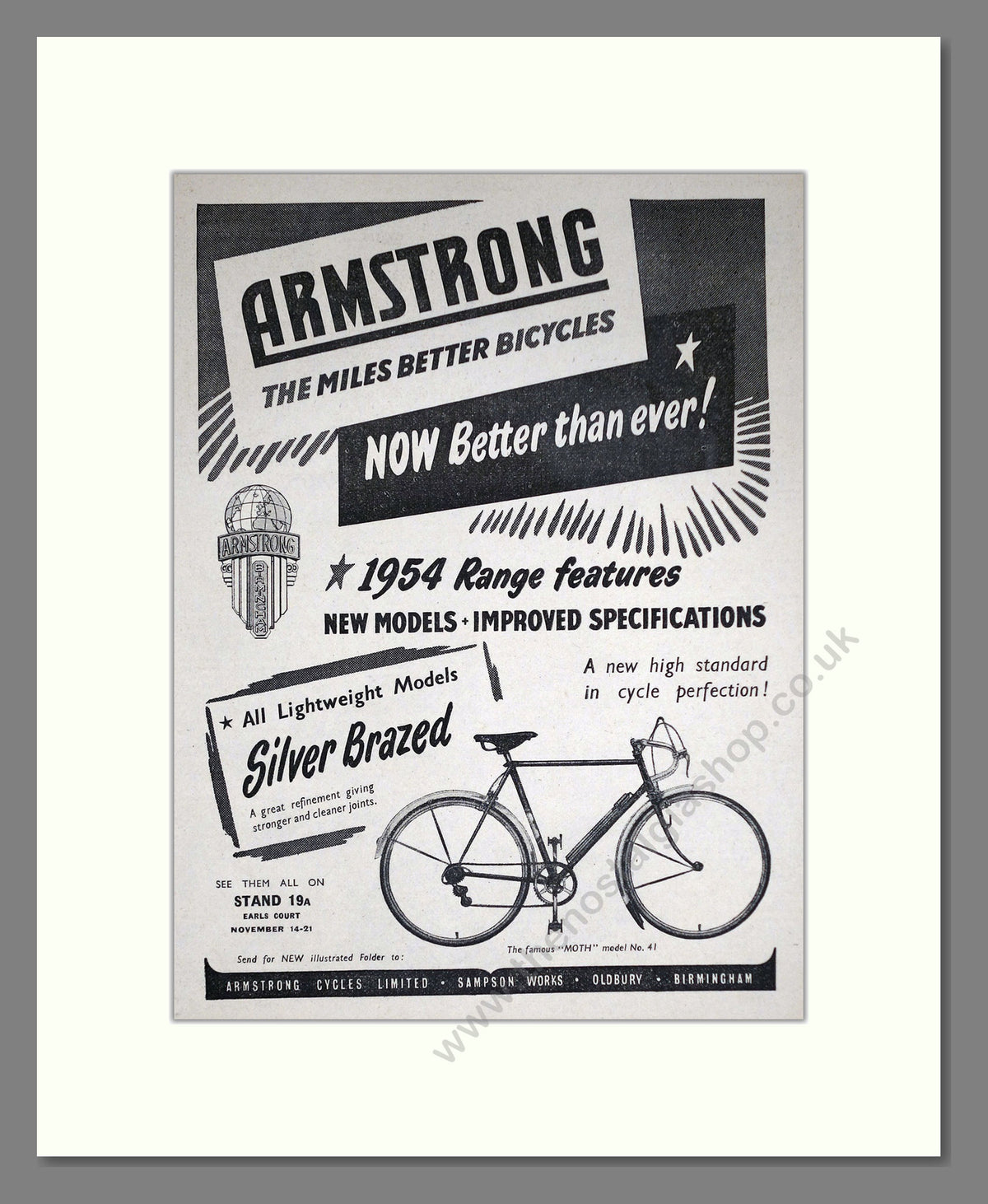 Armstrong Moth Cycles. Original Advert 1953 (ref AD69039)