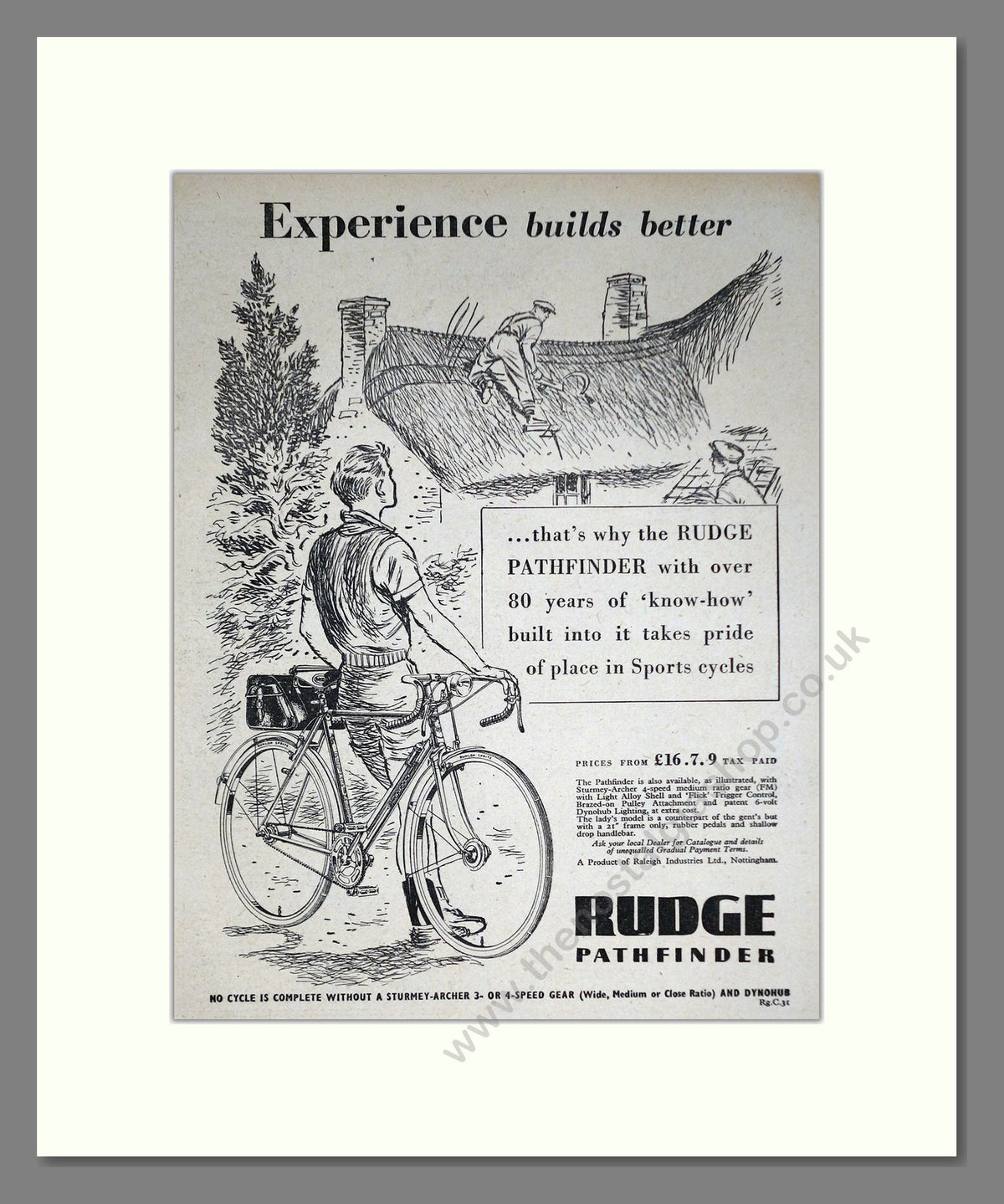 Rudge Pathfinder Cycles. Original Advert 1953 (ref AD69044)