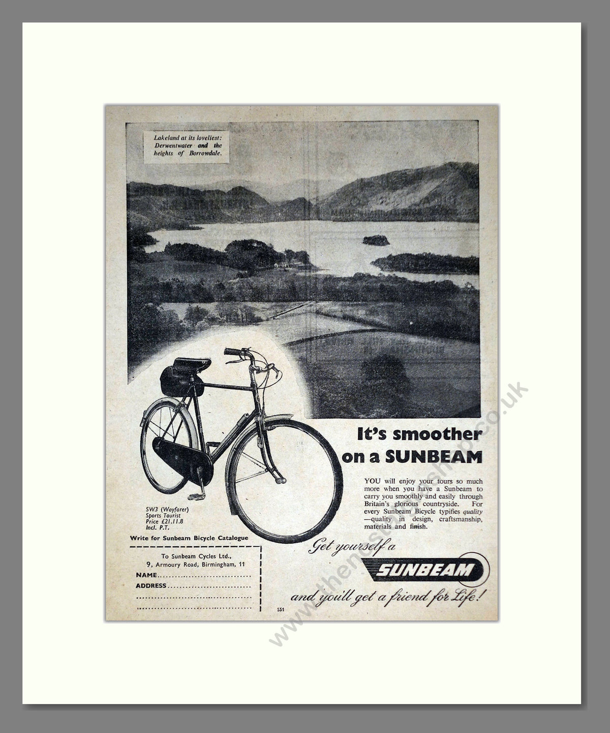Sunbeam Wayfarer Cycles. Original Advert 1952 (ref AD69051)