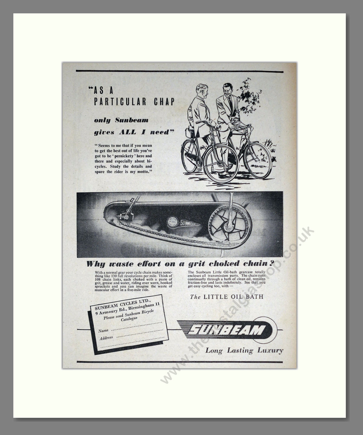 Sunbeam Cycles. Original Advert 1952 (ref AD69071)