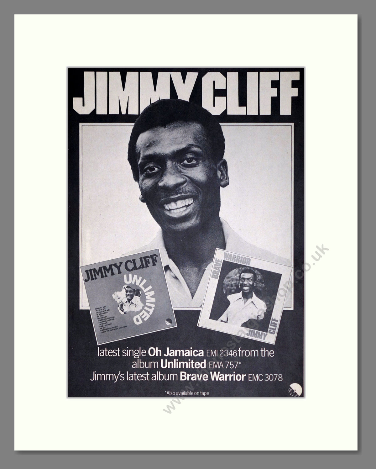 Jimmy Cliff, Unlimited & Brave Warrior. 1975 Original Advert (ref AD68948)