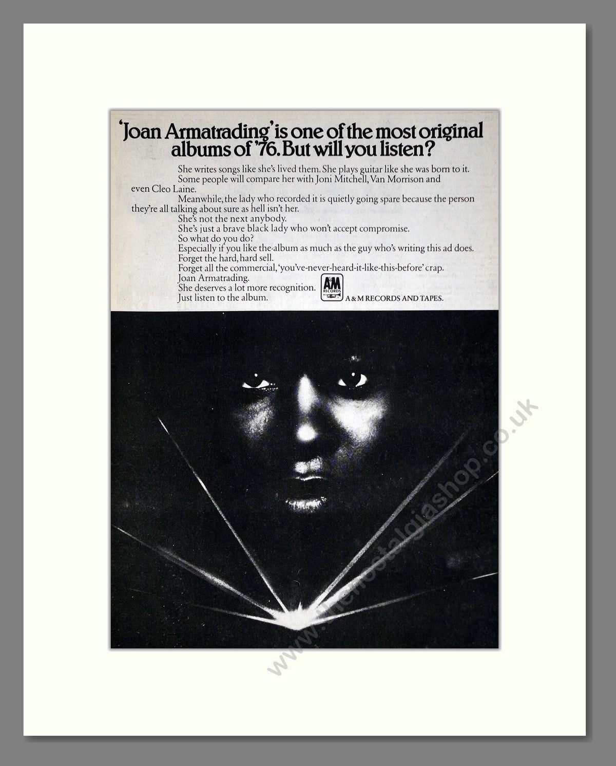 Joan Armatrading. 1976 Original Advert (ref AD68953)