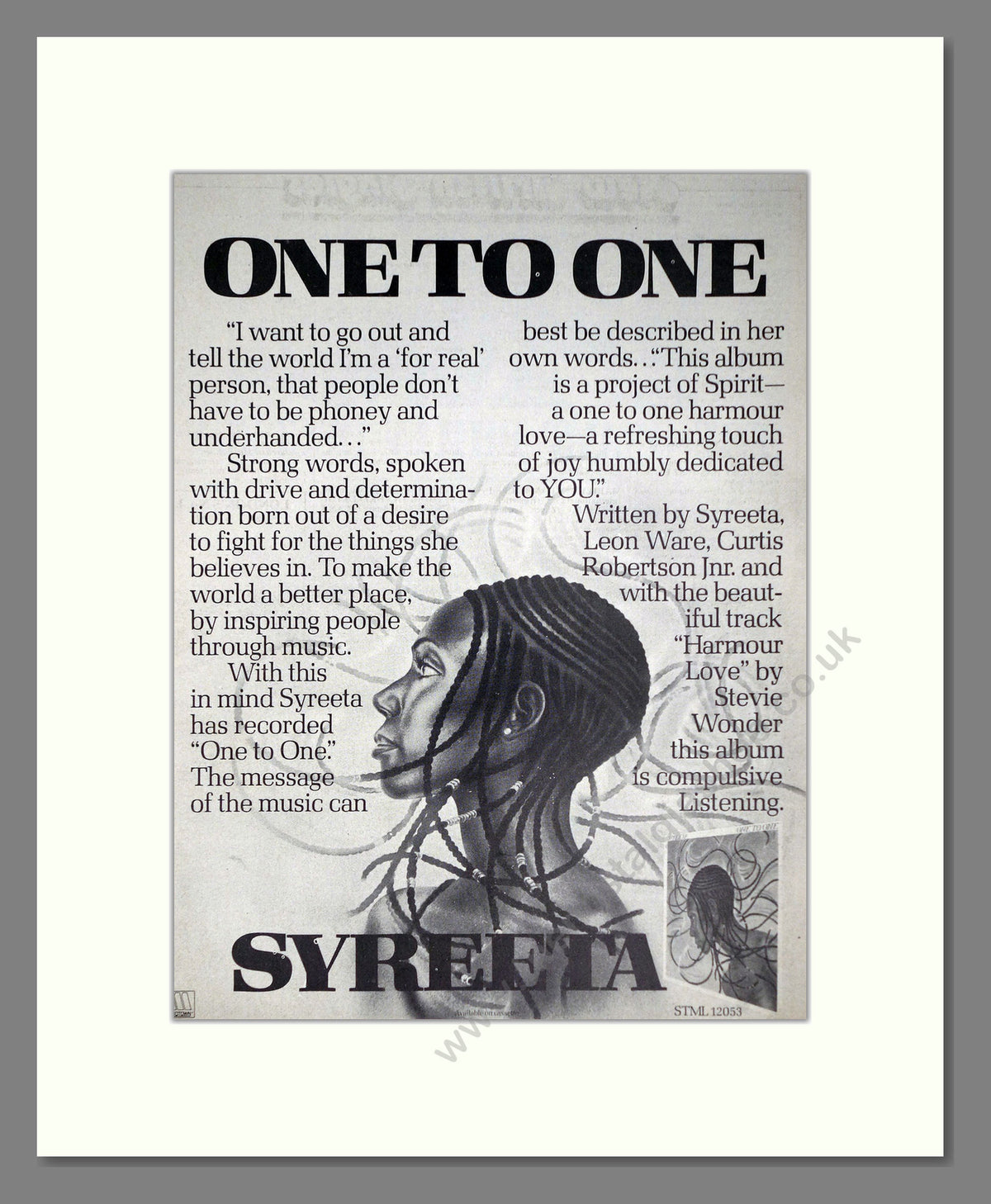 Syreeta One To One. 1977 Original Advert (ref AD68984)