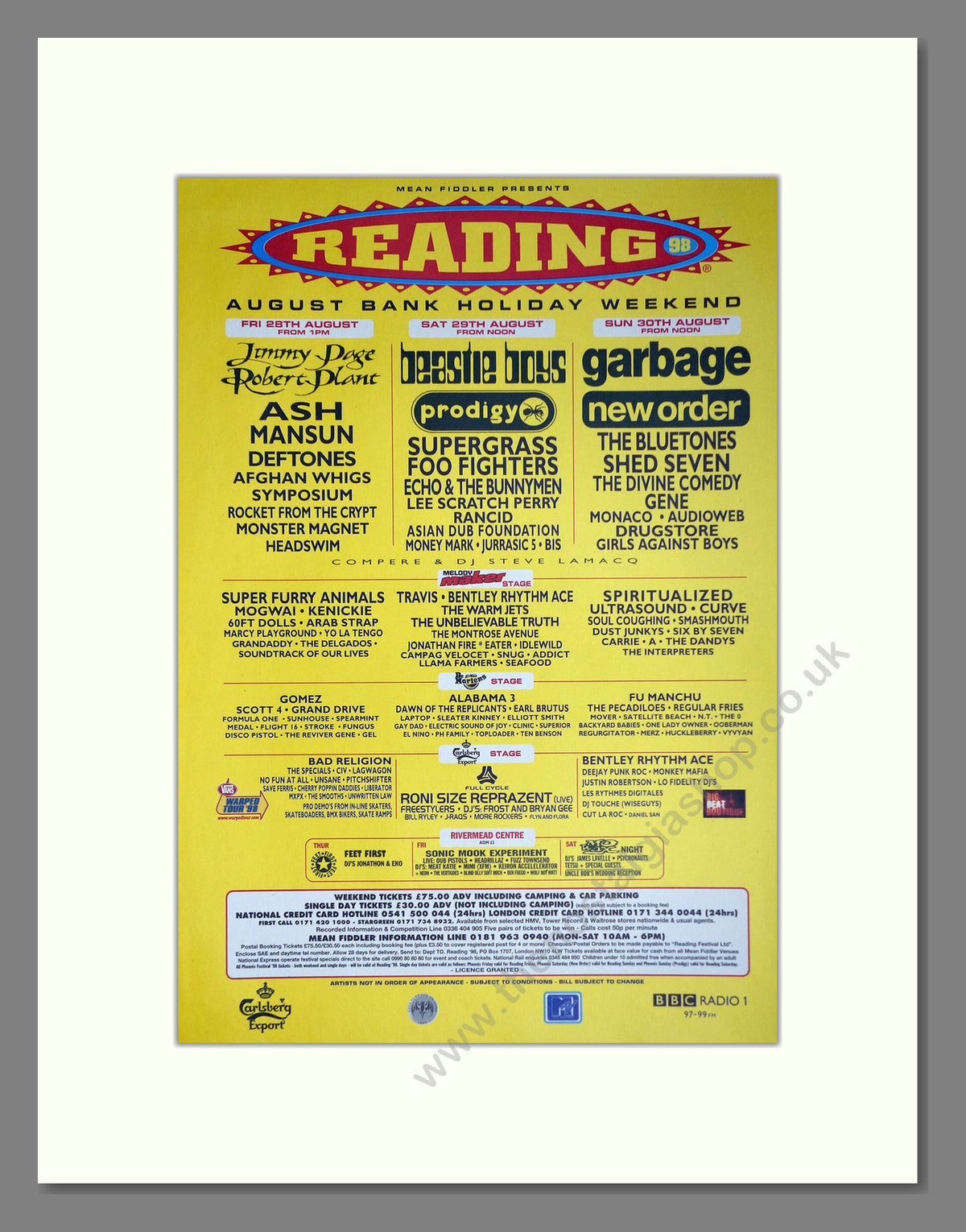 Reading 98. Vintage Advert 1998 (ref AD68976)
