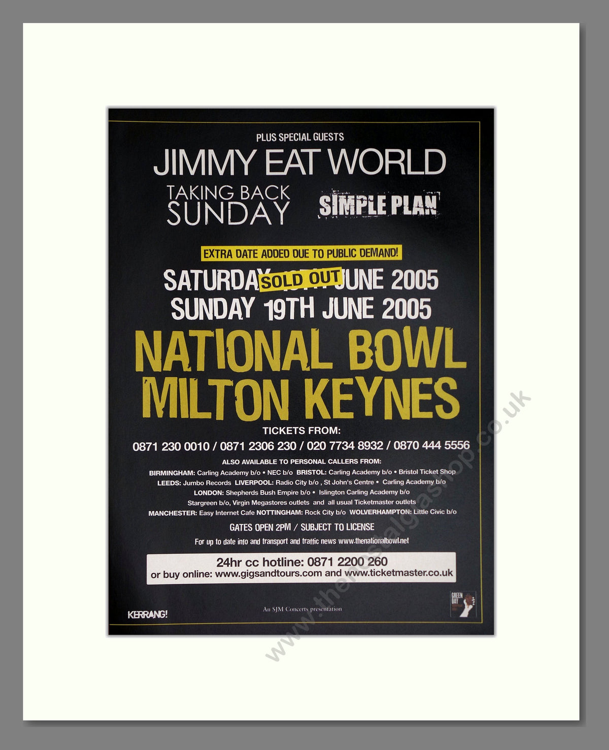 Green Day Milton Keynes 2005. Vintage Double Advert 2005 (ref AD68981)