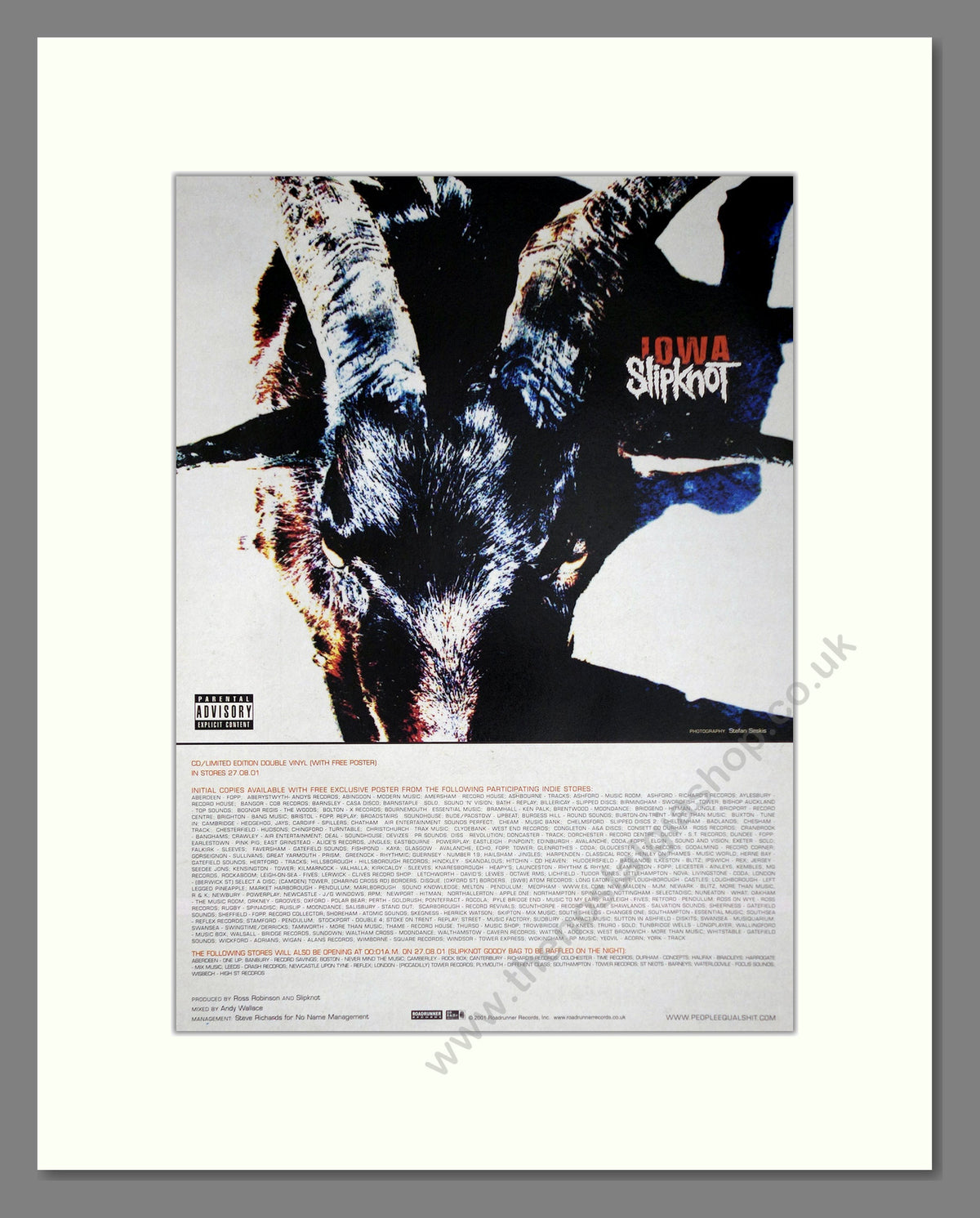 Slipknot Iowa. 2001 Original Advert (ref AD68992)