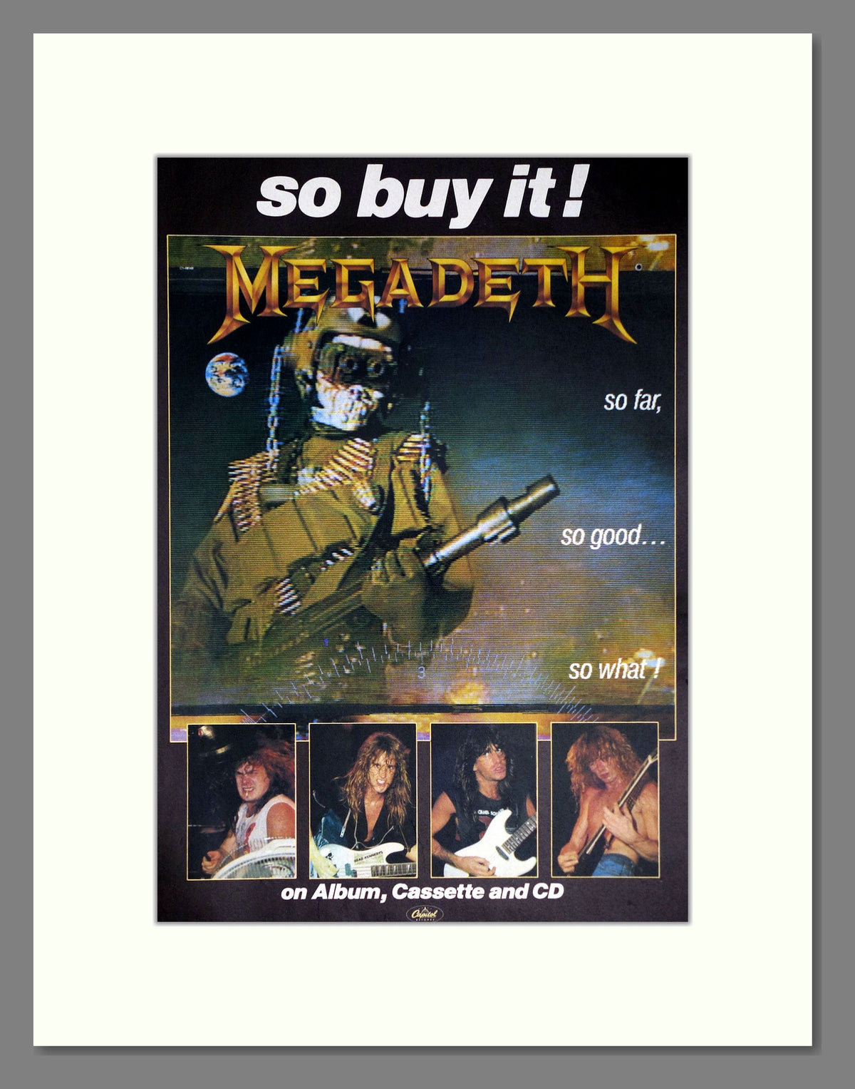 Megadeth So Far So Good So What. 1988 Original Advert (ref AD69005)