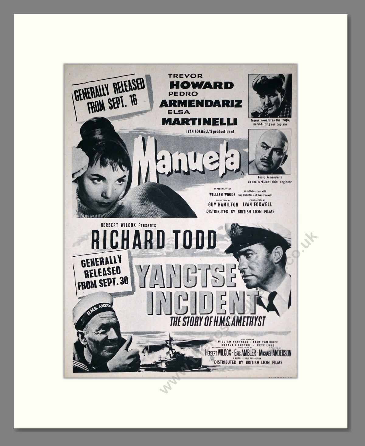 Manuela & Yangtse Incident. Original Advert 1957 (ref AD69101)