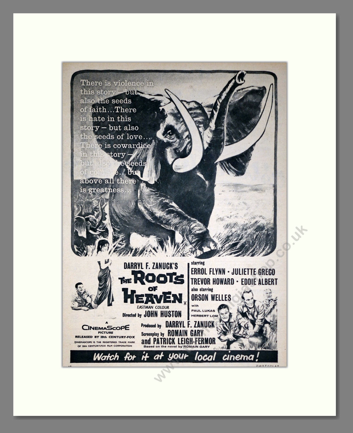 The Roots of Heaven, Errol Flynn. Original Advert 1959 (ref AD69107)