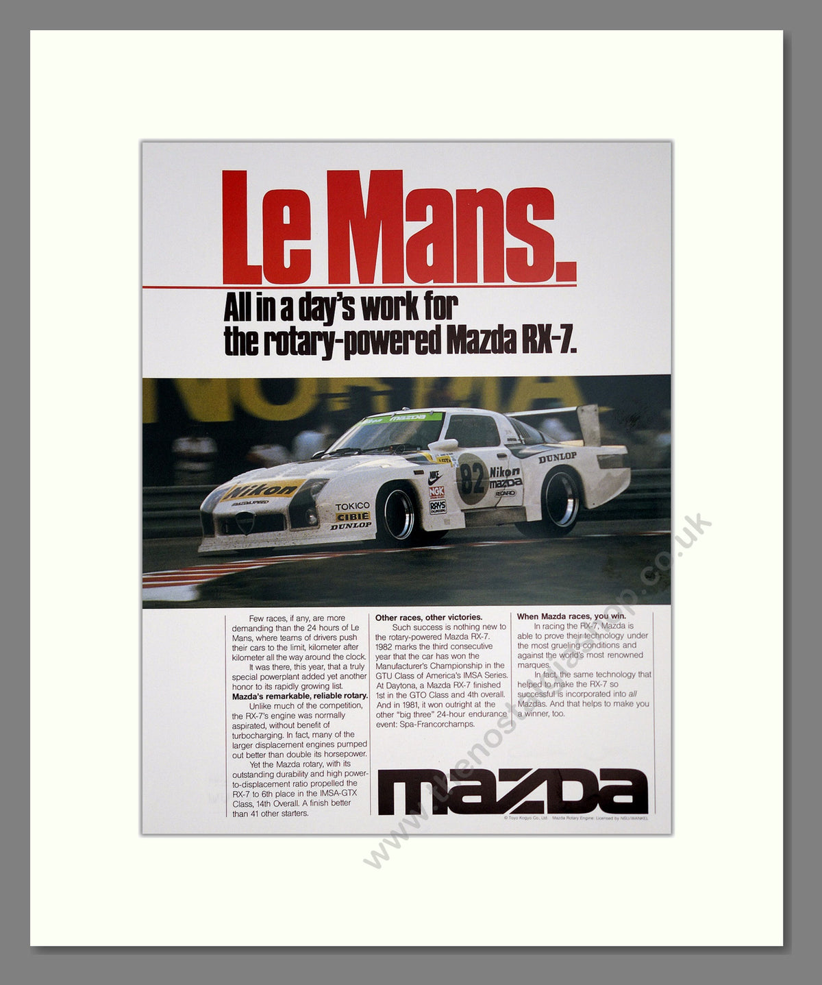 Mazda RX-7 at Le Mans. Original Advert 1982 (ref AD304201)