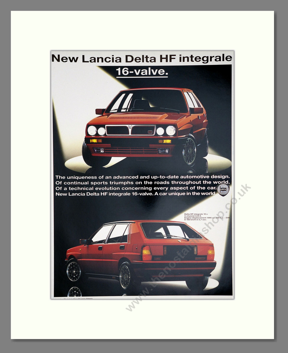 Lancia Delta HF Integrale. Original Advert 1989 (ref AD304227)