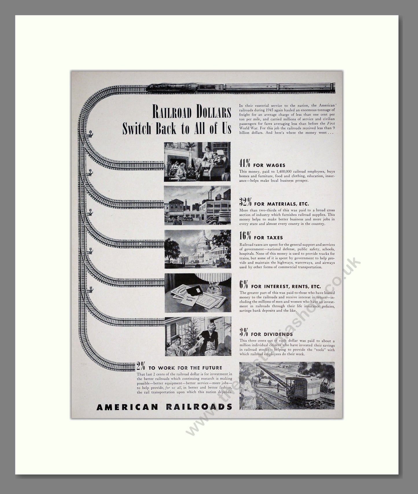 American Railroads - Railroad Dollars. Vintage Advert 1945 (ref AD303630)