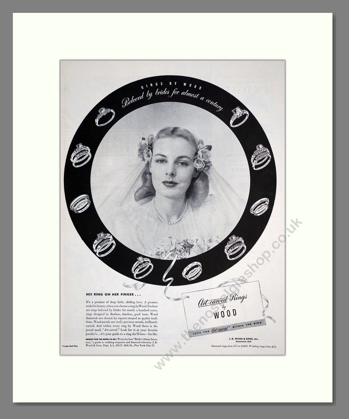 Wood - Art Carved Rings. Vintage Advert 1946 (ref AD303650)