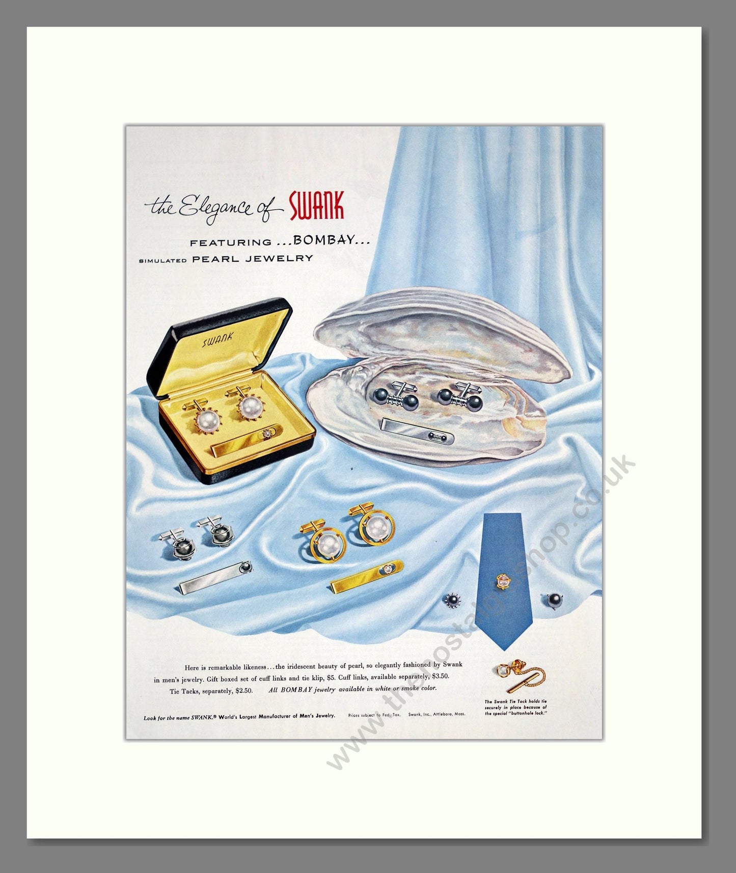 Swank - Pearl jewellrey. Vintage Advert 1956 (ref AD303652)