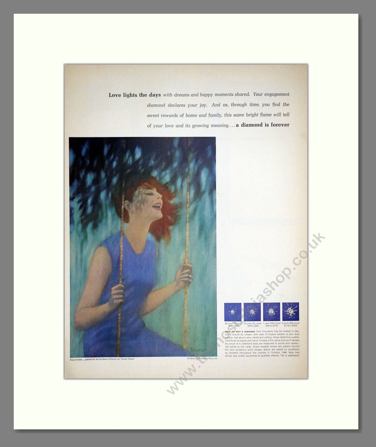 De Beers - A Diamond Is Forever. Vintage Advert 1965 (ref AD303669)