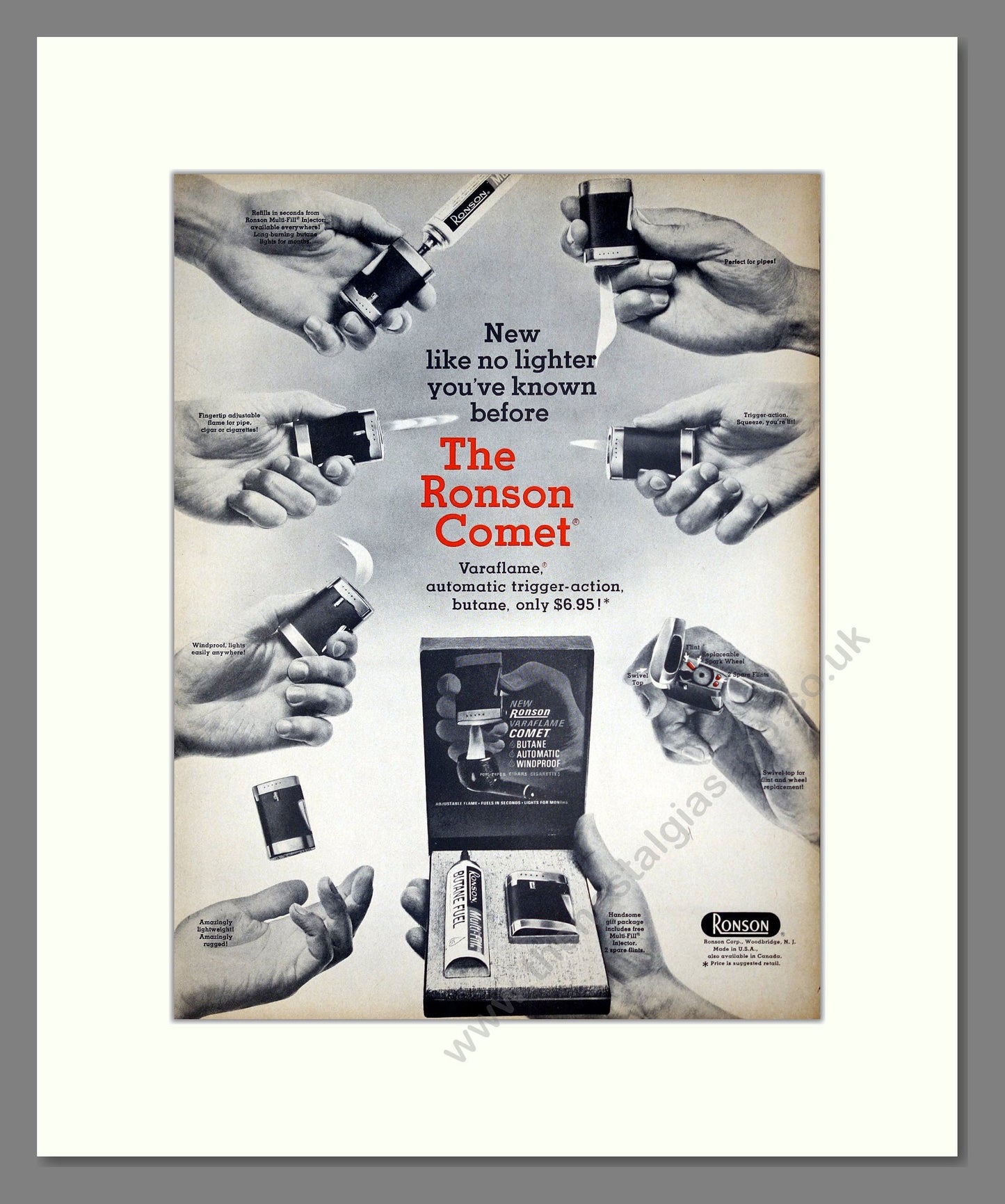 Ronson - Comet Cigarette Lighter. Vintage Advert 1965 (ref AD303711)