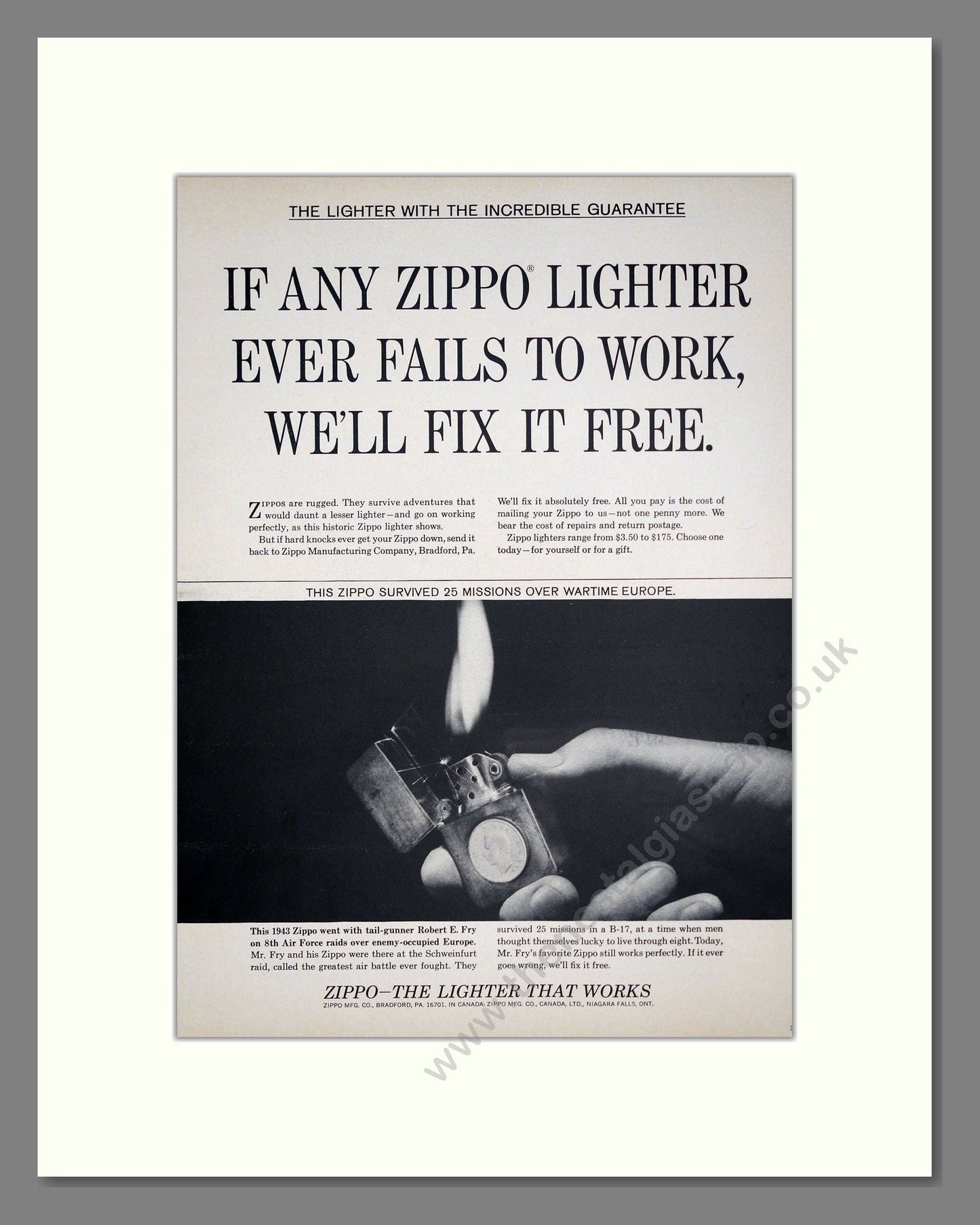 Zippo - Cigarette Lighters. Vintage Advert 1965 (ref AD303716)