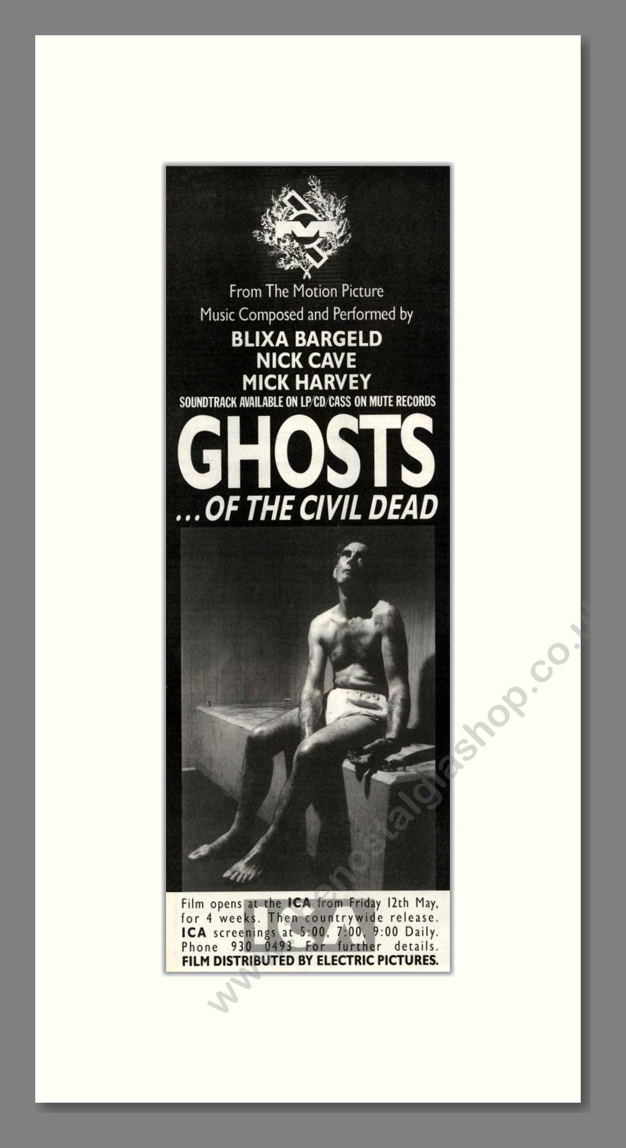 Ghosts Of The Civil Dead - Soundtrack. Vintage Advert 1989 (ref AD201616)