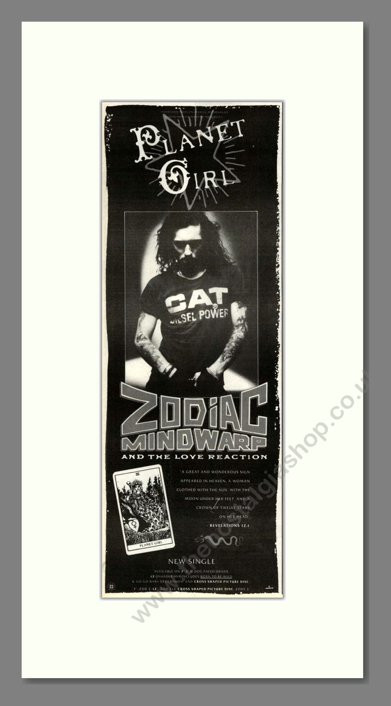 Zodiac Mindwarp - Planet Girl. Vintage Advert 1988 (ref AD201646)