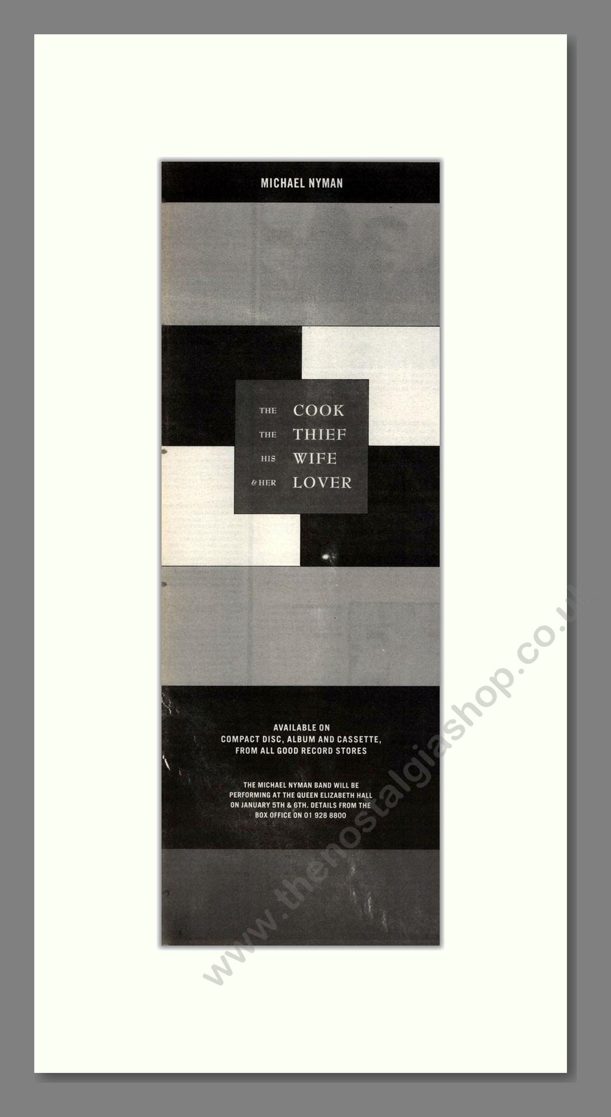 Michael Nymen - Cook Thief Wife Lover. Vintage Advert 1989 (ref AD201649)