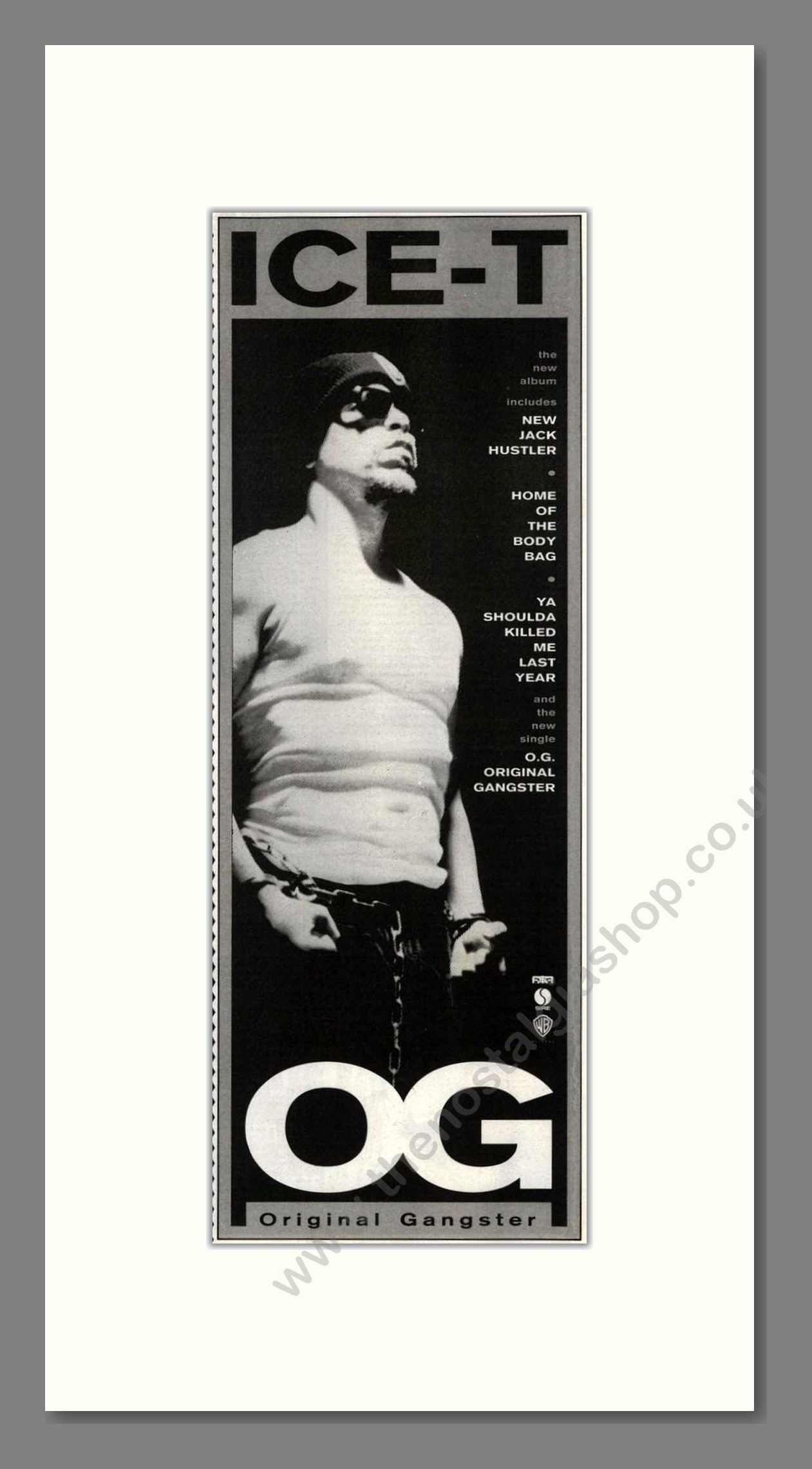 Ice-T - OG Original Gangster. Vintage Advert 1991 (ref AD201653)
