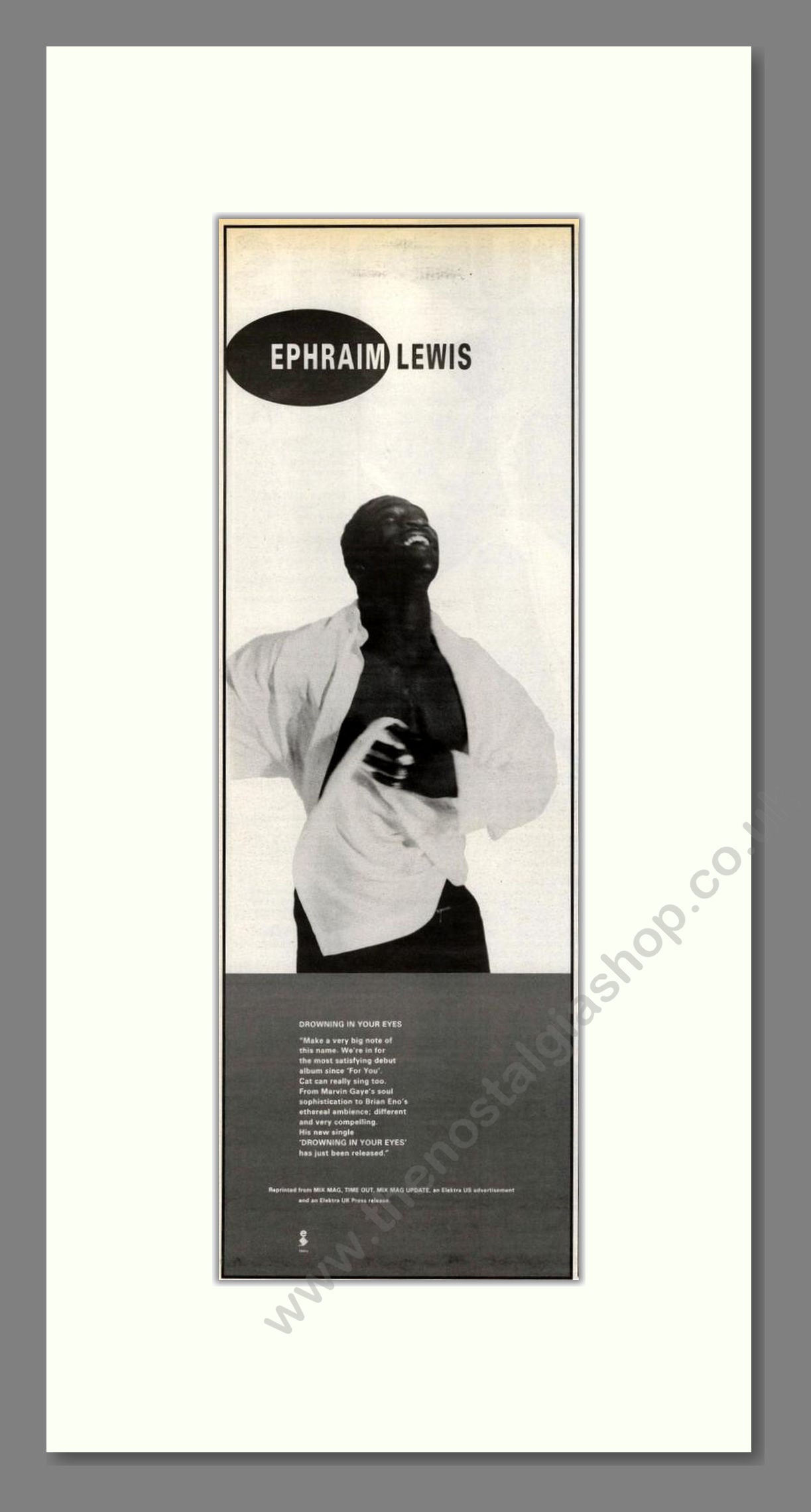 Ephraim Lewis - Drowning In Your Eyes. Vintage Advert 1992 (ref AD201662)