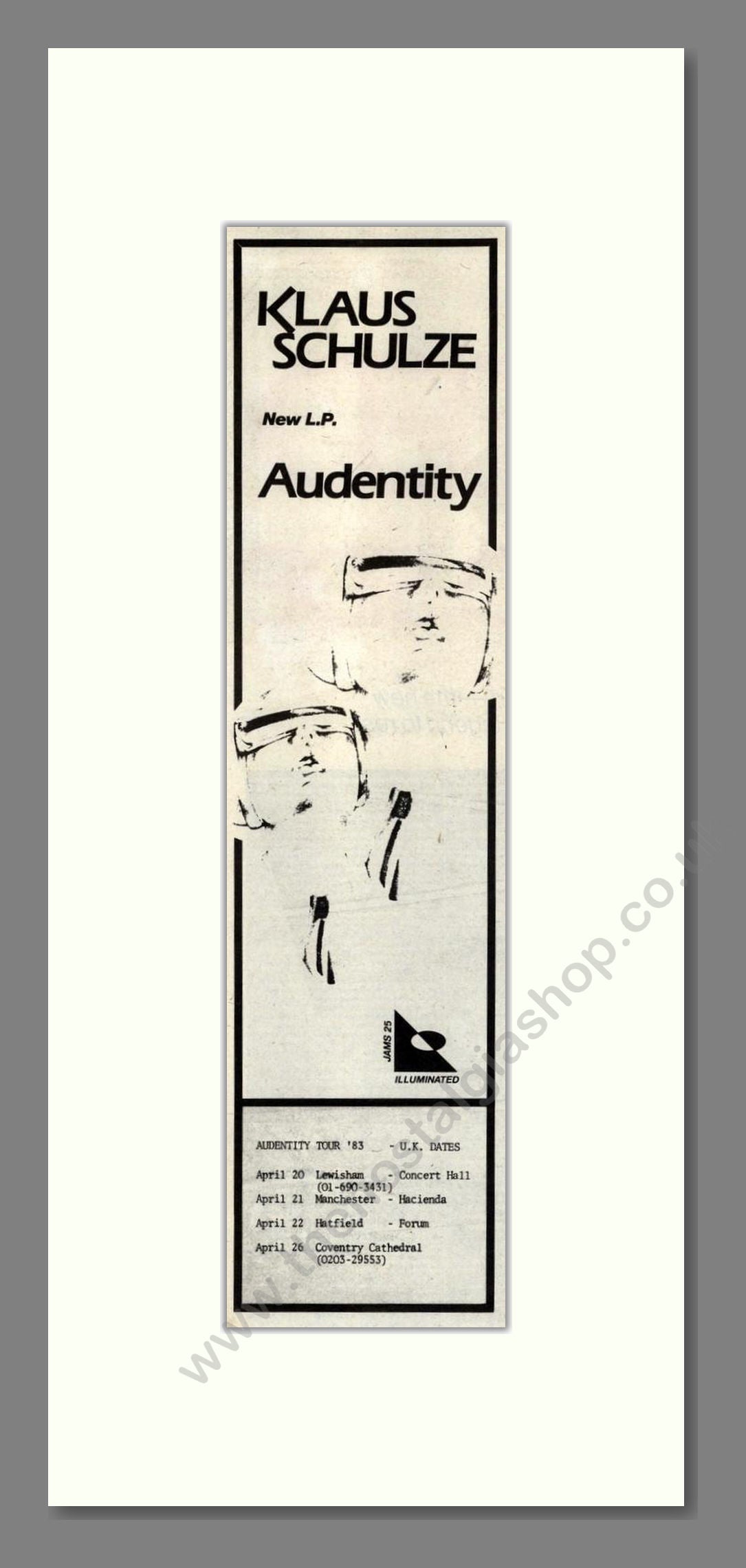 Klaus Schulze - Audentity. Vintage Advert 1983 (ref AD201702)