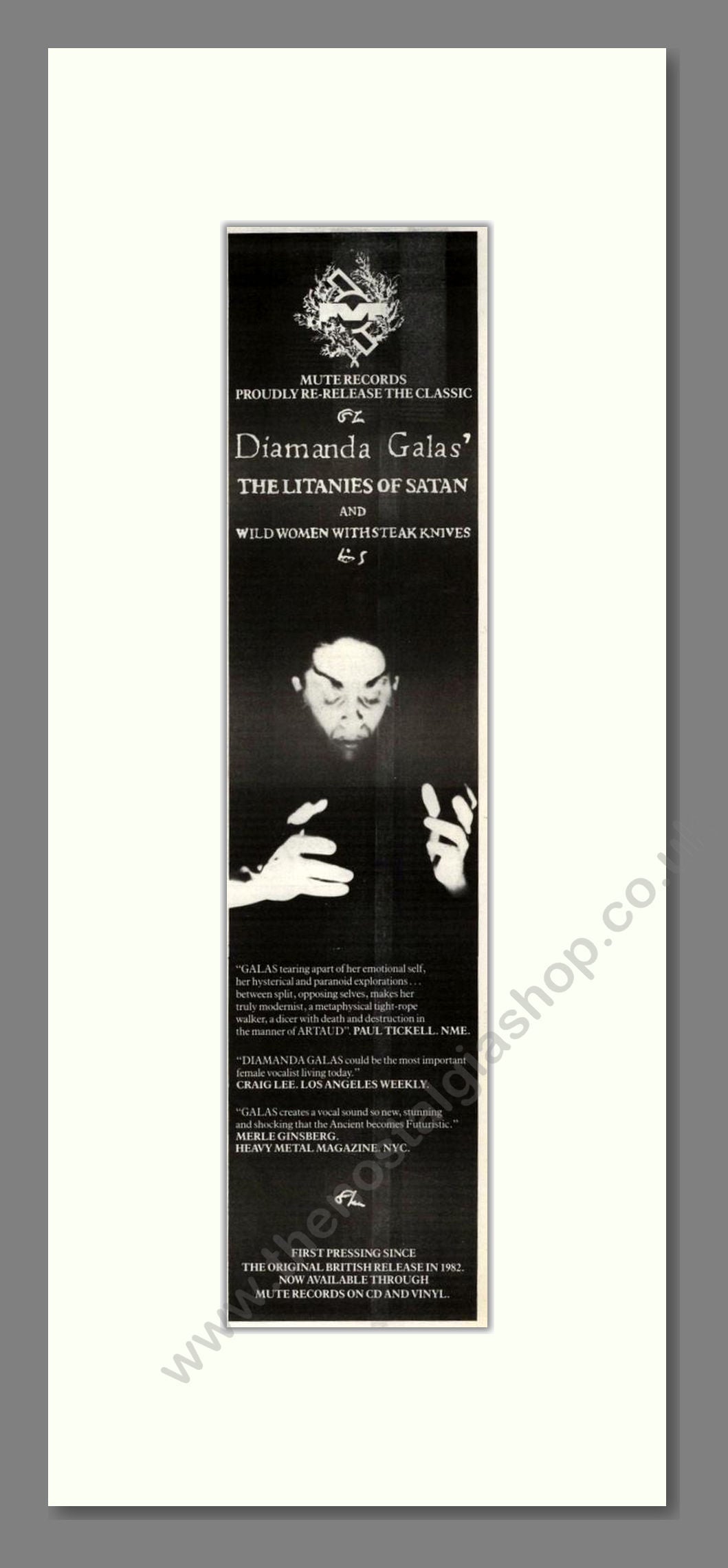 Diamada Galas - The Litanies Of Satan. Vintage Advert 1989 (ref AD201714)
