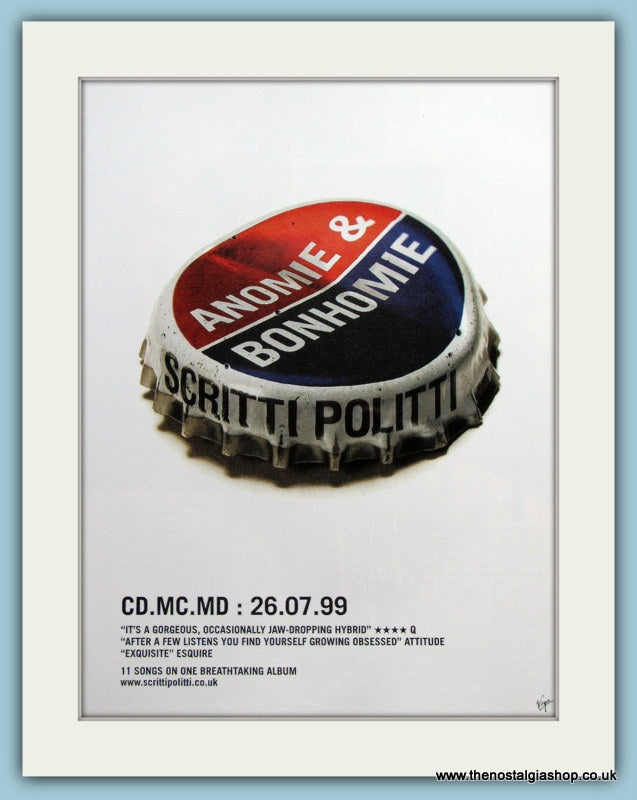 Scritti Politti Anomie & Bonhomie 1999 Original Advert (ref AD3083)