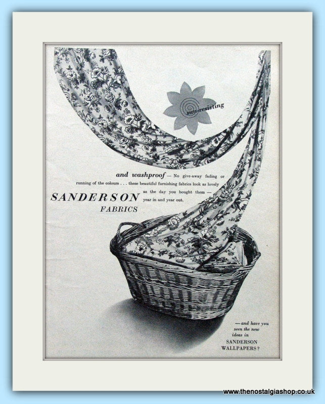 Sanderson Fabrics Original Advert 1951 (ref AD4708)