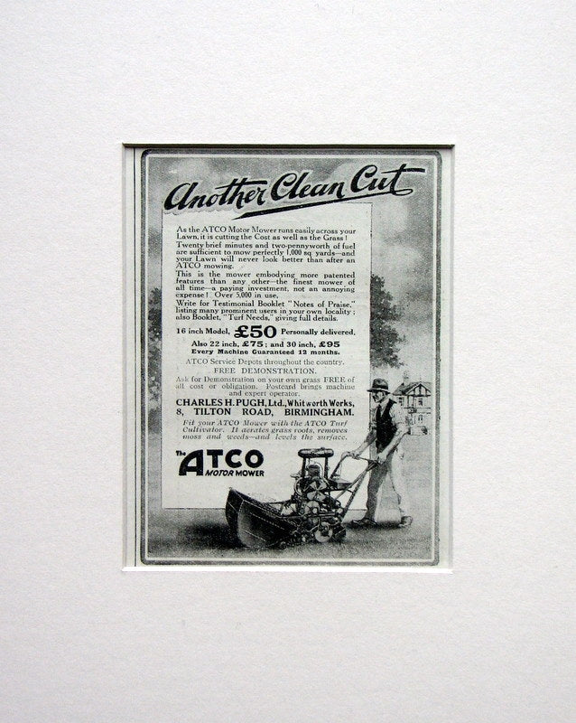 Atco Motor Mower. Original advert 1924 (ref AD1564)
