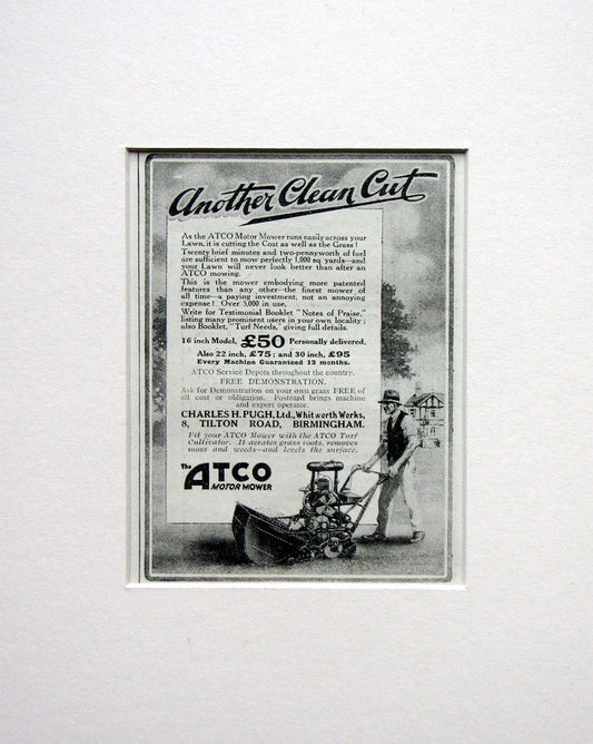 Atco Motor Mower. Original advert 1924 (ref AD1564)