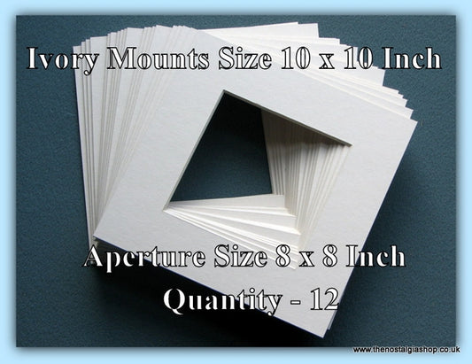 Mounts. Ivory, Size 10 x 10 Inch. Quantity  12 Mounts.