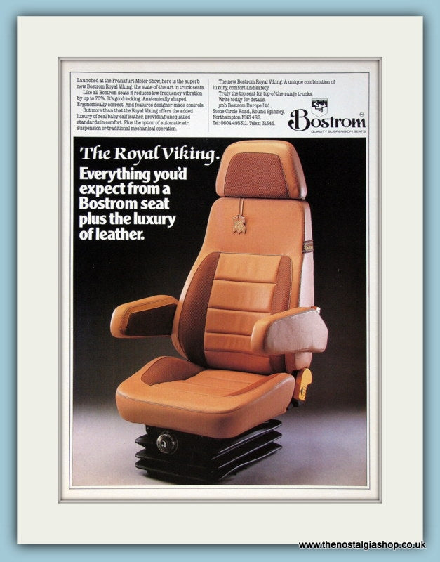 Bostrom The Royal Viking Truck Seat Original Advert 1988 (ref AD2948)